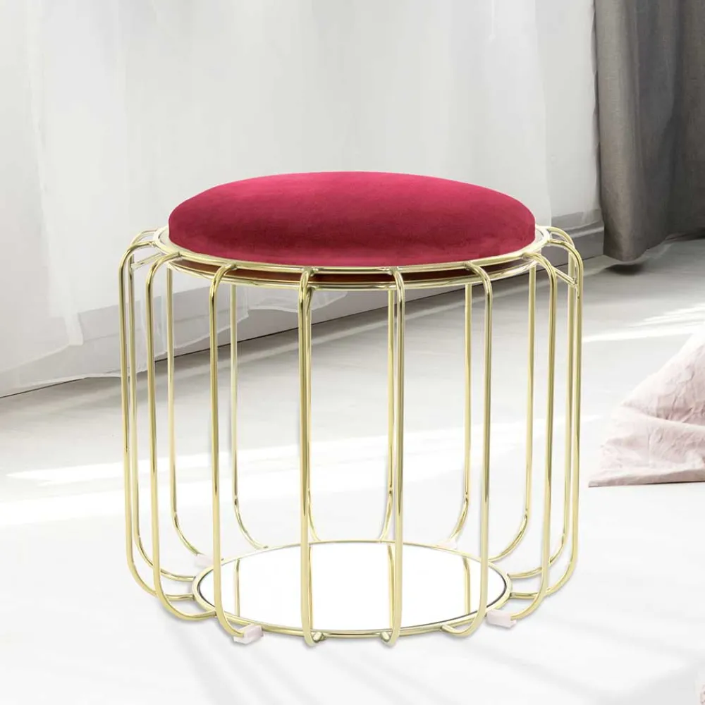 Wohnen Barhocker|Sessel & Hocker*Formschöner Hocker Tisch in Rot Samt - Loyadica