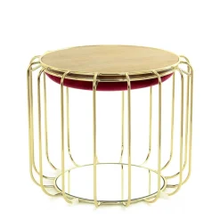 Wohnen Barhocker|Sessel & Hocker*Formschöner Hocker Tisch in Rot Samt - Loyadica