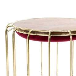 Wohnen Barhocker|Sessel & Hocker*Formschöner Hocker Tisch in Rot Samt - Loyadica