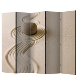 Wohnen Asiatische Möbel*Foto Paravent mit Zen Motiv in Beige - Lasha