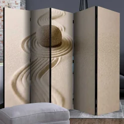 Wohnen Asiatische Möbel*Foto Paravent mit Zen Motiv in Beige - Lasha