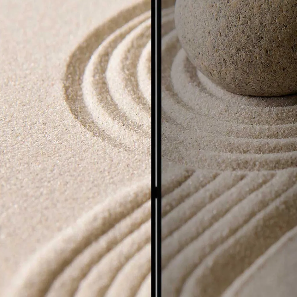 Wohnen Asiatische Möbel*Foto Paravent mit Zen Motiv in Beige - Lasha