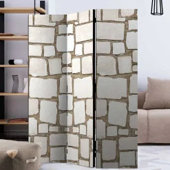 Wohnen Paravents*Foto Paravent Weiße Steinmauer - Custon