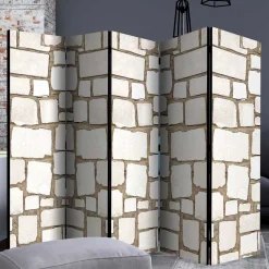Wohnen Paravents*Foto Paravent Weiße Steinmauer - Custon