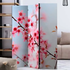 Wohnen Foto Trennwand Kirschblüte in Rosa & Blau - Filler