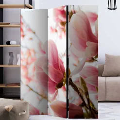 Wohnen Fotodruck Paravent mit Motiv Pinke Magnolien - Amuting