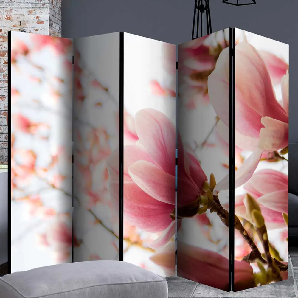 Wohnen Fotodruck Paravent mit Motiv Pinke Magnolien - Amuting