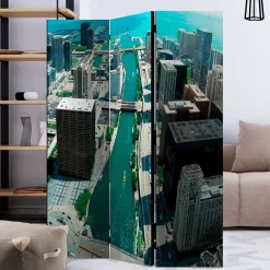 Wohnen Wohnzimmer-Regale|Paravents*Fotoprint Paravent Großstadt am Meer - Tselesto
