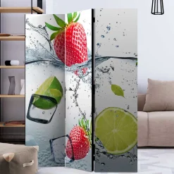 Wohnen Wohnzimmer-Regale|Paravents*Fotoprint Raumtrenner mit Früchten Wasser Eis - Piratro