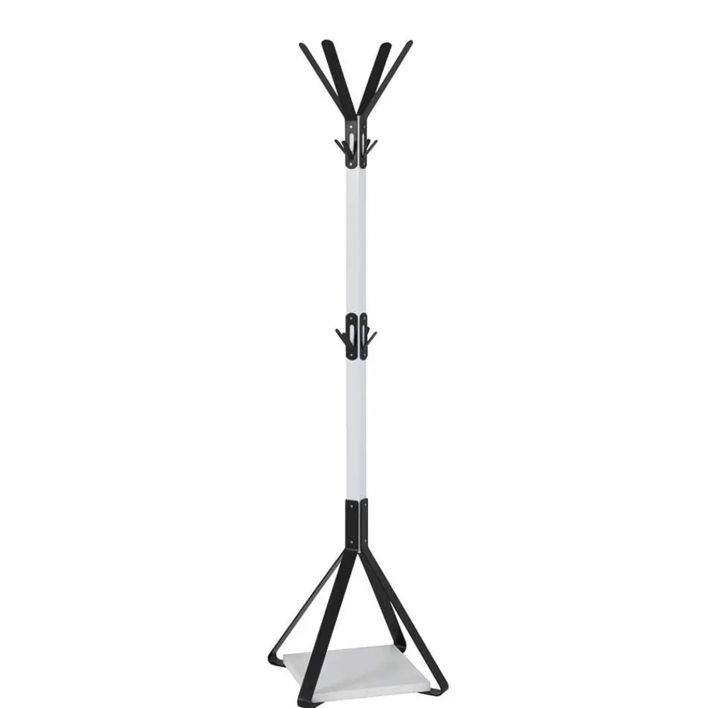 Wohnen Bürogarderoben*Frei stehender Garderobenständer in Schwarz Weiß Iliandro 178cm hoch