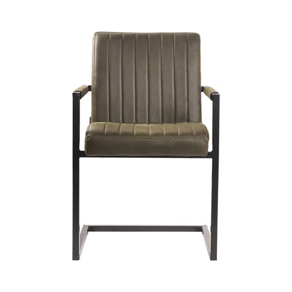 Wohnen Schwarze Möbel|Loft Möbel*Freischwinger Armlehnenstuhl in Oliv Grün - Musashy