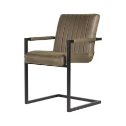 Wohnen Schwarze Möbel|Loft Möbel*Freischwinger Armlehnenstuhl in Oliv Grün - Musashy