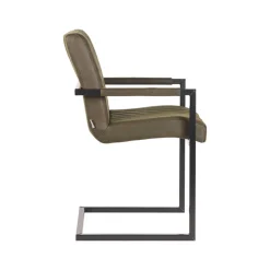 Wohnen Schwarze Möbel|Loft Möbel*Freischwinger Armlehnenstuhl in Oliv Grün - Musashy