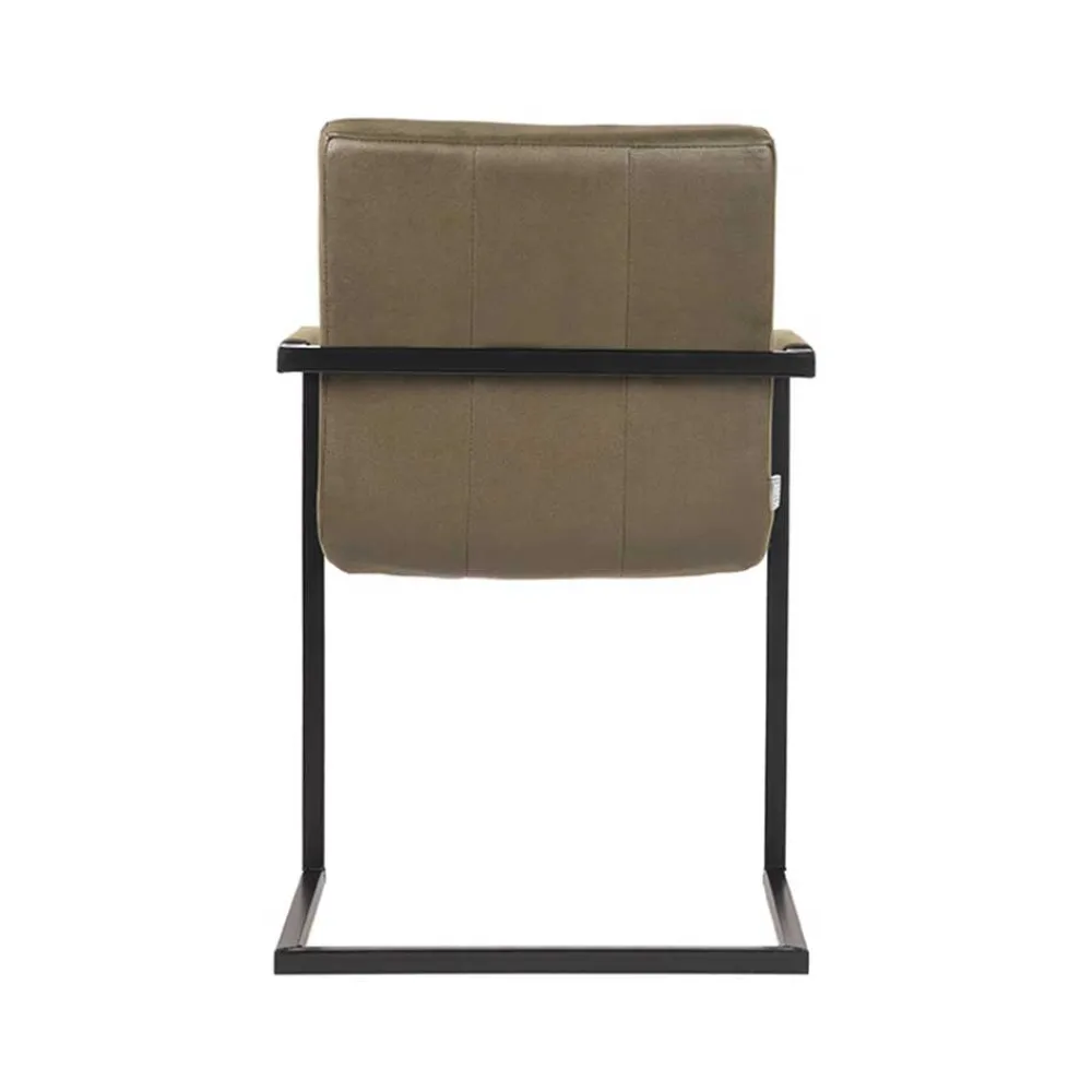 Wohnen Schwarze Möbel|Loft Möbel*Freischwinger Armlehnenstuhl in Oliv Grün - Musashy