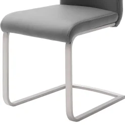 Wohnen Küchenstühle|Esszimmerstühle*Freischwinger in Kunstleder Grau Ramia mit Edelstahl (4er Set)