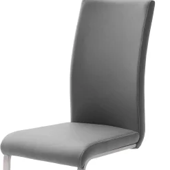 Wohnen Küchenstühle|Esszimmerstühle*Freischwinger in Kunstleder Grau Ramia mit Edelstahl (4er Set)