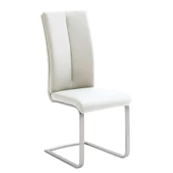 Wohnen Stühle|Küchenstühle*Freischwinger mit aufgesetzten Kissen in Weiß Briston Kunstleder (4er Set)