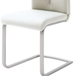 Wohnen Stühle|Küchenstühle*Freischwinger mit aufgesetzten Kissen in Weiß Briston Kunstleder (4er Set)