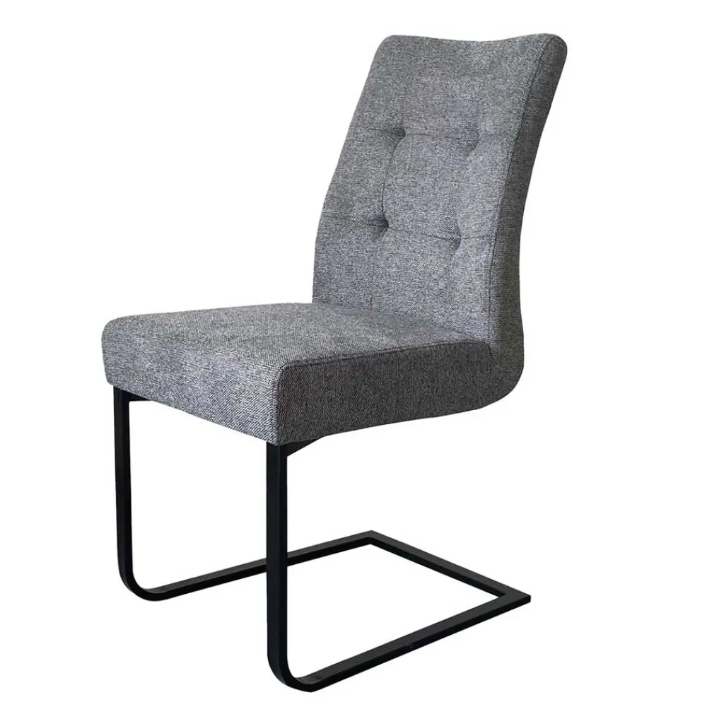 Wohnen Schwarze Möbel|Graue Möbel*Freischwinger Polsterstühle in Dunkelgrau - Zinova (2er Set)