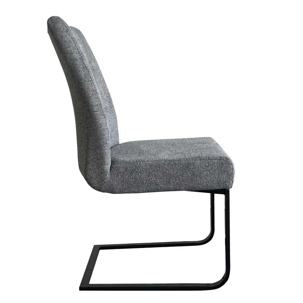 Wohnen Schwarze Möbel|Graue Möbel*Freischwinger Polsterstühle in Dunkelgrau - Zinova (2er Set)