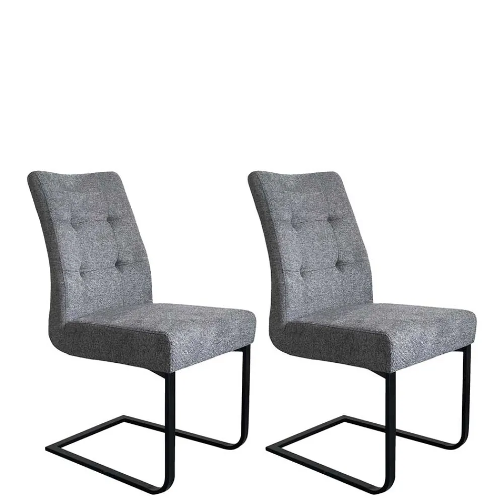 Wohnen Schwarze Möbel|Graue Möbel*Freischwinger Polsterstühle in Dunkelgrau - Zinova (2er Set)