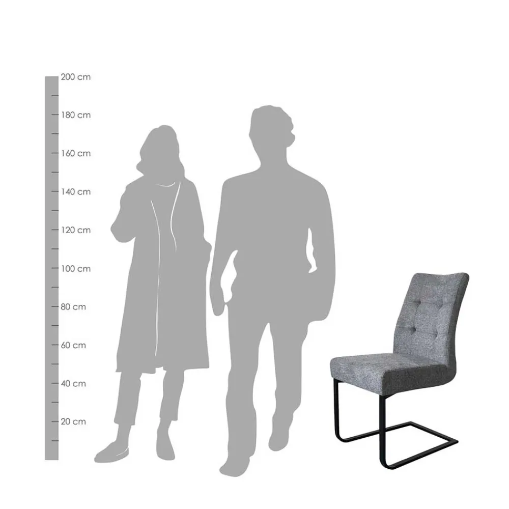 Wohnen Schwarze Möbel|Graue Möbel*Freischwinger Polsterstühle in Dunkelgrau - Zinova (2er Set)