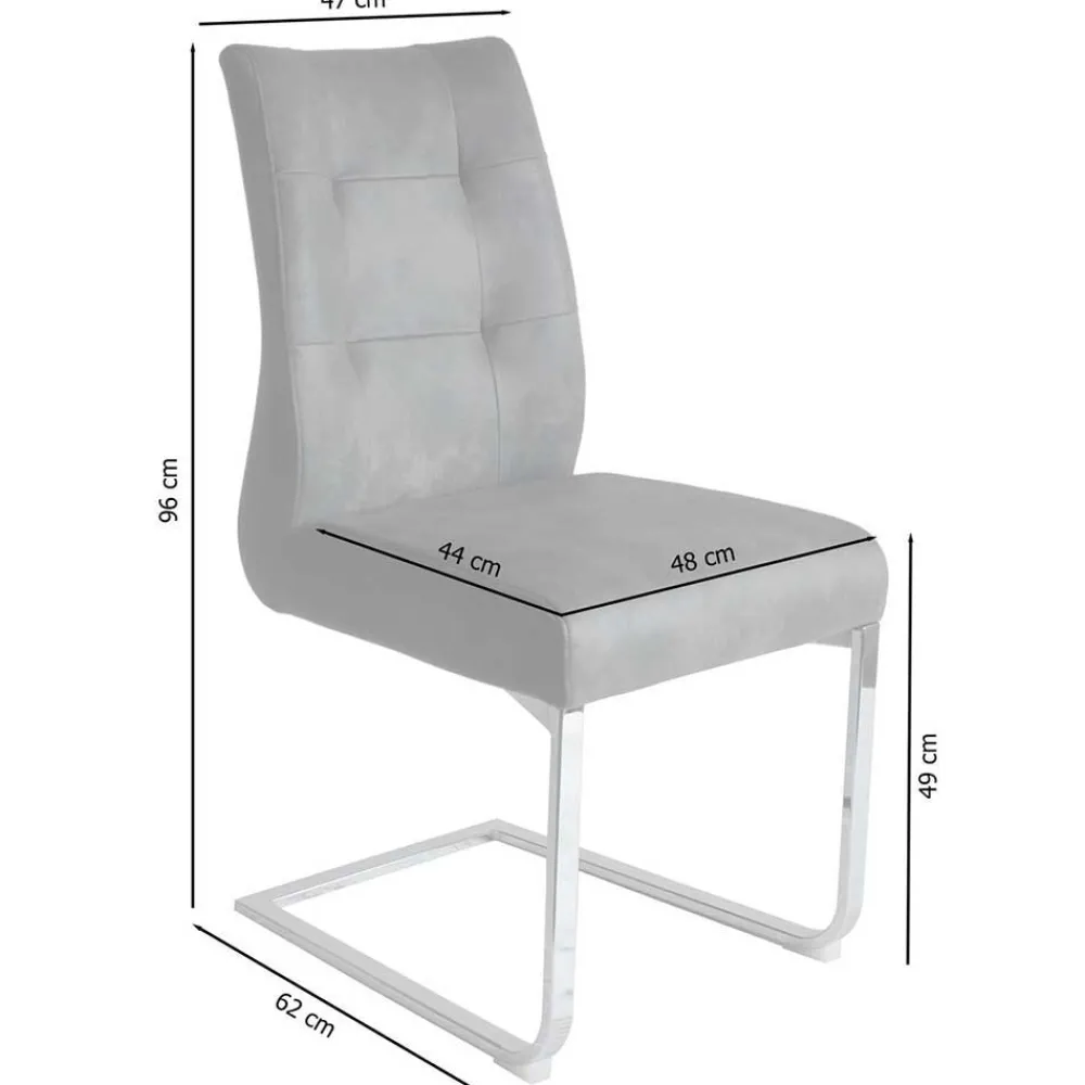 Wohnen Schwarze Möbel|Graue Möbel*Freischwinger Polsterstühle in Dunkelgrau - Zinova (2er Set)