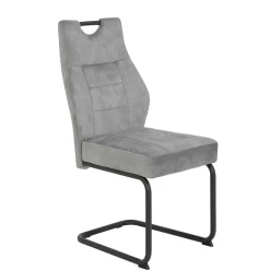 Wohnen Freischwinger Stuhl in Silbergrau - Riakust (2er Set)