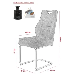 Wohnen Freischwinger Stuhl in Silbergrau - Riakust (2er Set)