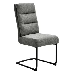 Wohnen Küchenstühle|Esszimmerstühle*Freischwingerstühle in Grau Strukturstoff - Pizaras (2er Set)