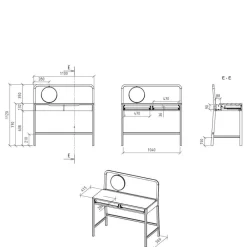 Wohnen Frisiertisch mit Spiegel aus Kernbuche - Lana