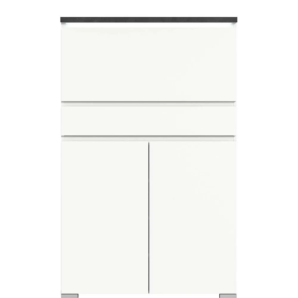 Wohnen Graue Möbel|Weiße Möbel*Funktioneller Schuhschrank mit zwei Türen & Klappe - Suad