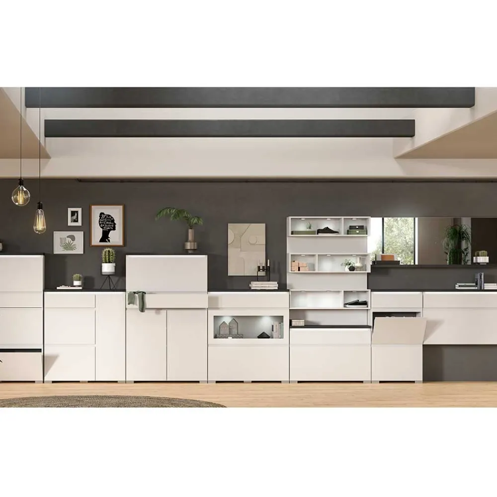 Wohnen Graue Möbel|Weiße Möbel*Funktioneller Schuhschrank mit zwei Türen & Klappe - Suad