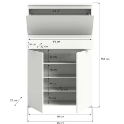 Wohnen Graue Möbel|Weiße Möbel*Funktioneller Schuhschrank mit zwei Türen & Klappe - Suad