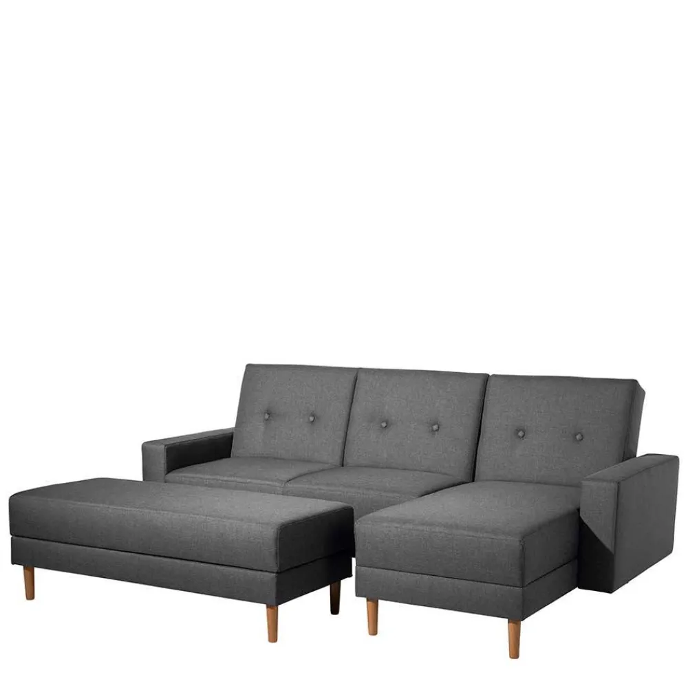 Wohnen Retro Möbel|Schlafsofas*Funktionelles Ecksofa in Dunkelgrau - Kalastania (zweiteilig)