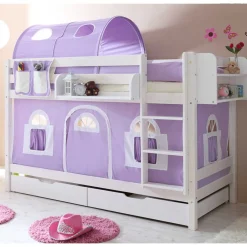 Wohnen Kindermöbel|Kinderbetten*Funktionelles Etagenbett in Weiß mit Lila - Fistranco