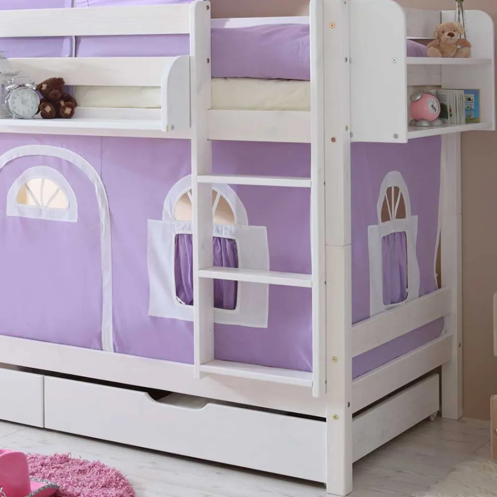 Wohnen Kindermöbel|Kinderbetten*Funktionelles Etagenbett in Weiß mit Lila - Fistranco