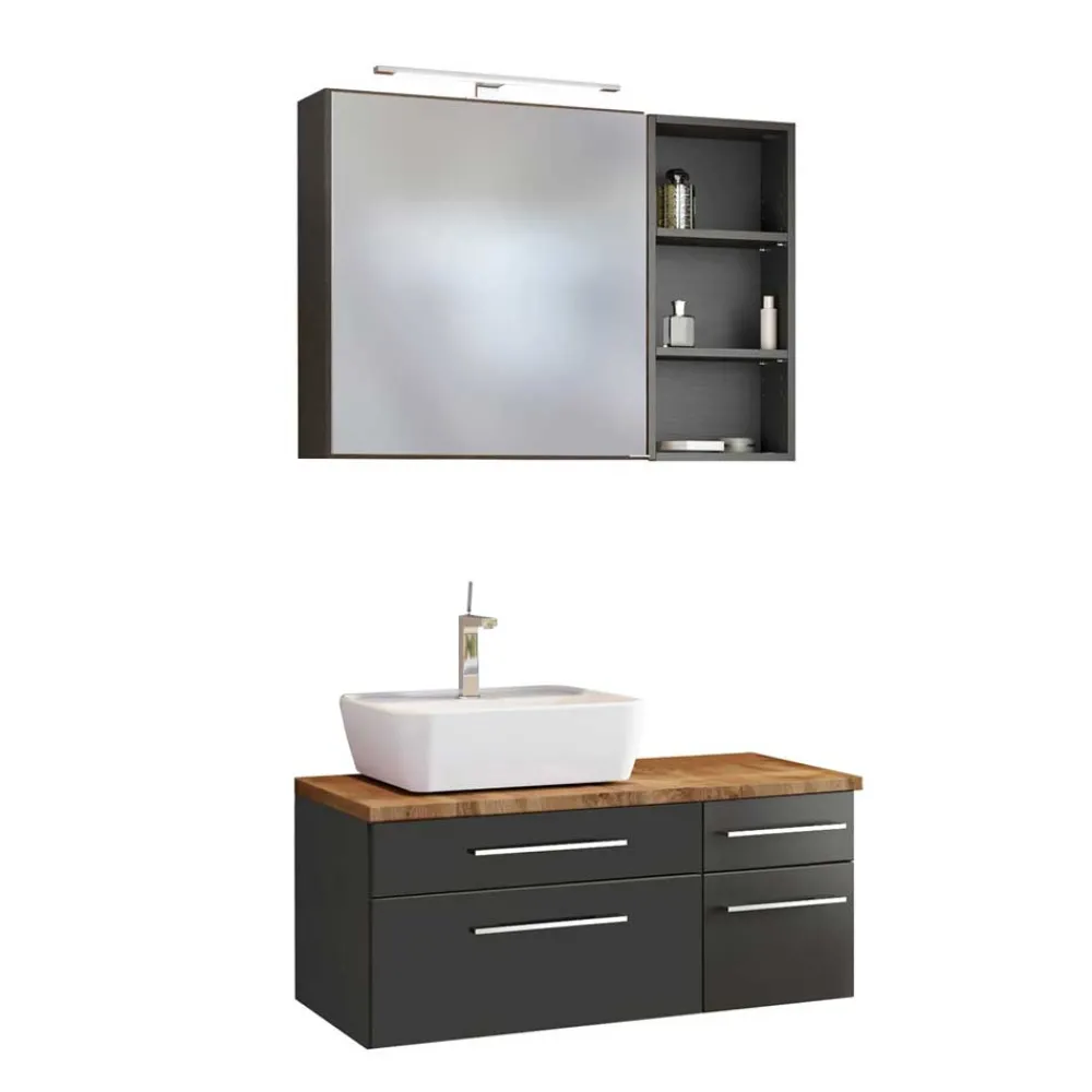 Wohnen Funktionelles Waschplatz Set in Grau - Estregos (dreiteilig)