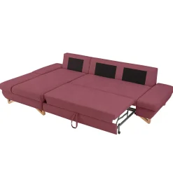 Wohnen Schlafsofas*Funktionsecke in Bordeaux Rot und Buche - Baonga