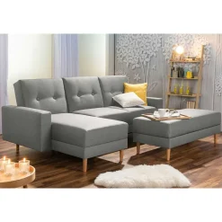 Wohnen Schlafsofas*Funktionsecke in Hellgrau mit Erle - Manoja (zweiteilig)