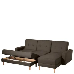 Wohnen Funktionsecksofa in Braun mit Erle - Iljona (zweiteilig)