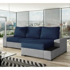 Wohnen Funktionssofa in Dunkelblau und Hellgrau - Uminga
