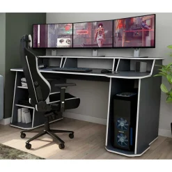 Wohnen Gaming-Computertisch in Anthrazit mit Weiß - Couras