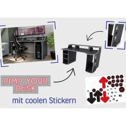 Wohnen Gaming-Computertisch in Anthrazit mit Weiß - Couras