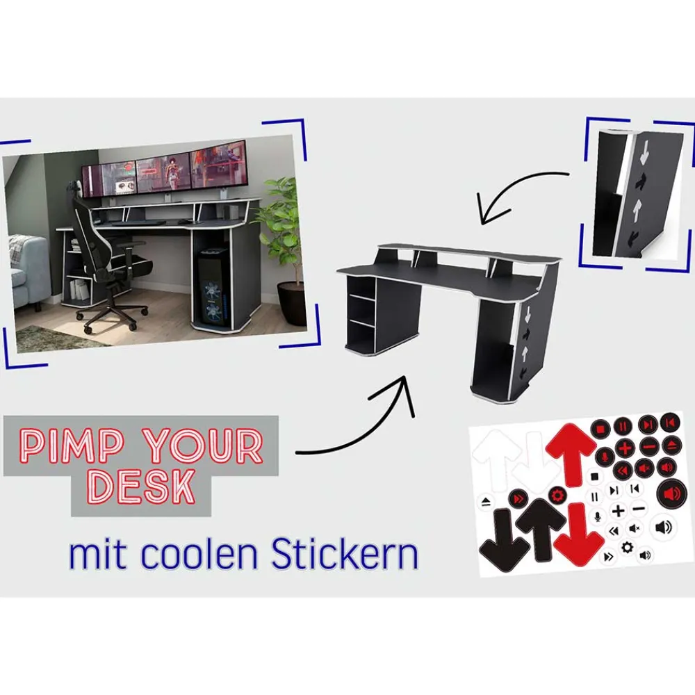 Wohnen Gaming-Computertisch in Anthrazit mit Weiß - Couras