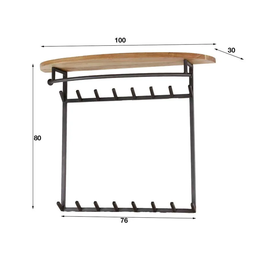 Wohnen Loft Möbel|Industrial Möbel*Garderobe mit 16 Haken und Stange - Drucana