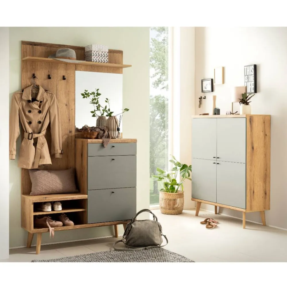 Wohnen Garderobe und Highboard Set - Oliva (zweiteilig)