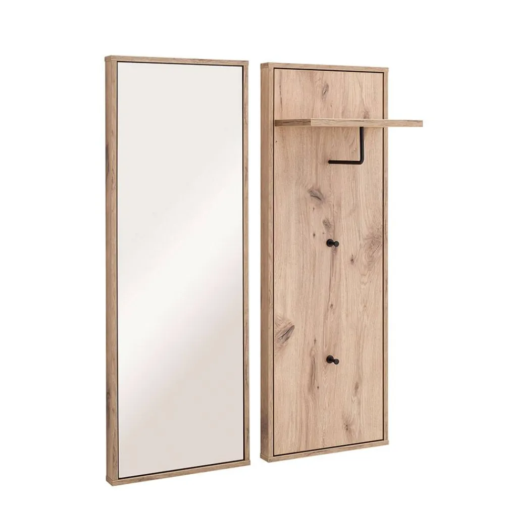 Wohnen Garderobe und Spiegel Set in Wildeiche - Vapposia (zweiteilig)