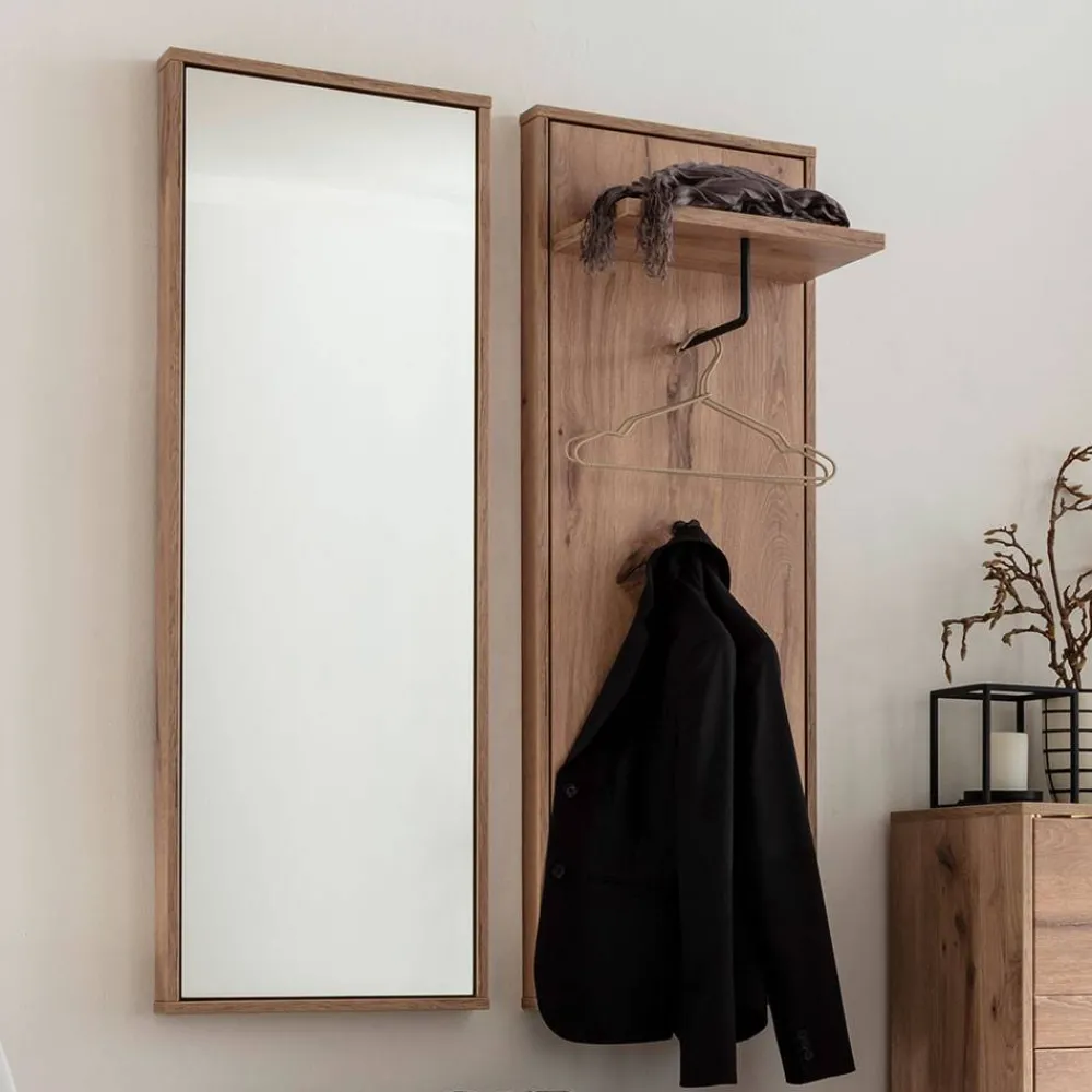 Wohnen Garderobe und Spiegel Set in Wildeiche - Vapposia (zweiteilig)