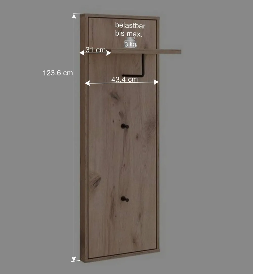 Wohnen Garderobe und Spiegel Set in Wildeiche - Vapposia (zweiteilig)